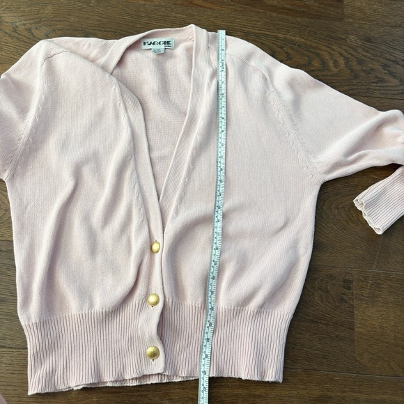Vintage Cotton Light Pink and Gold Cardigan Sweater - Picture 12 of 14